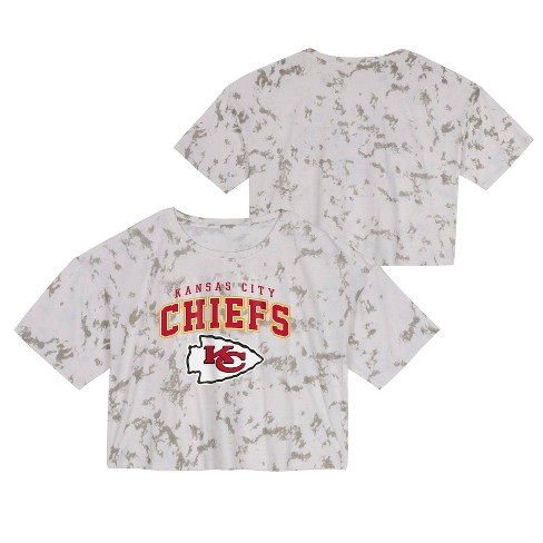 NFL Kansas City Chiefs Junior Short Sleeve Tie-Dye Fashion Crop T-Shirt - S