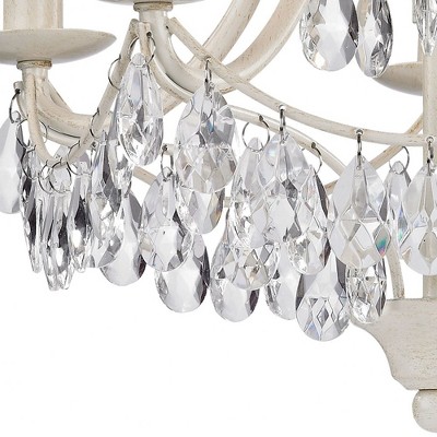 Antique Cream and Clear Crystal Mini Chandelier