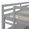 Okak Twin Size Wooden Bunk Bed with Desk, Writing Board Loft Bunk Bed with Storage Shelves for Teens, Space-Saving Easy Assemble, Gray - 4 of 4