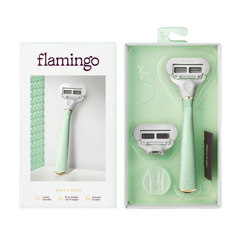 Flamingo Women's 5-blade Razor with Replacement Blade Cartridge - Mint, 3 of 6