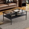 Vynxaria Series 15.35 in. Gray Rectangular Tempered Glass End Table with MDF Layer and Modern Features - 3 of 4