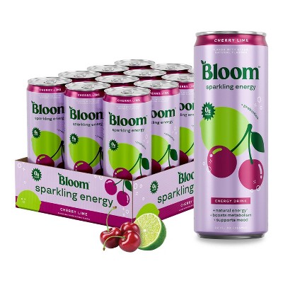 Bloom Sparkling Energy Drink, Cherry Lime - 12 Fl Oz Can (Pack of 12)