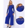 INSPIRE CHIC Women's Elegant Crew Neck Mesh Lace Sleeve Loose Wide Leg Romper - 2 of 4