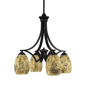 Toltec Lighting Zilo 4 - Light Chandelier in  Matte Black with 5" Gold Fusion Shade - 1 of 1