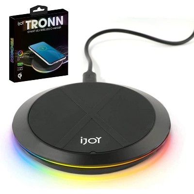 iJoy 10W Wireless Charger with RGB Lights - Qi Charger with RGB Gaming Lights (Black)