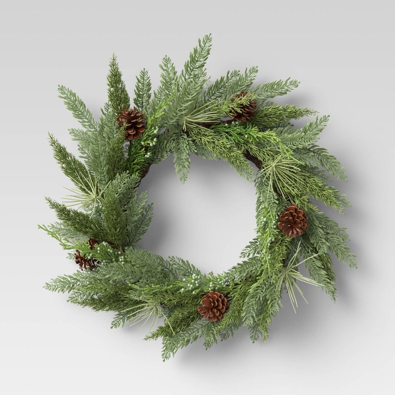 Green Spruce Wreath - Threshold&#8482;, 1 of 4