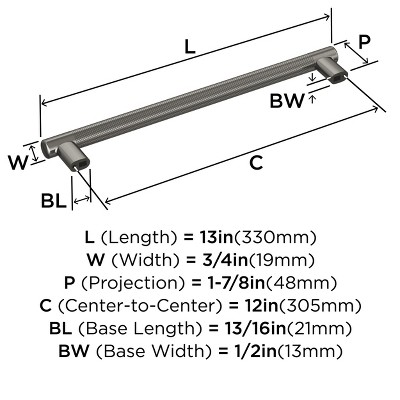 Gunmetal Modern Industrial 13" Bar Appliance Pull