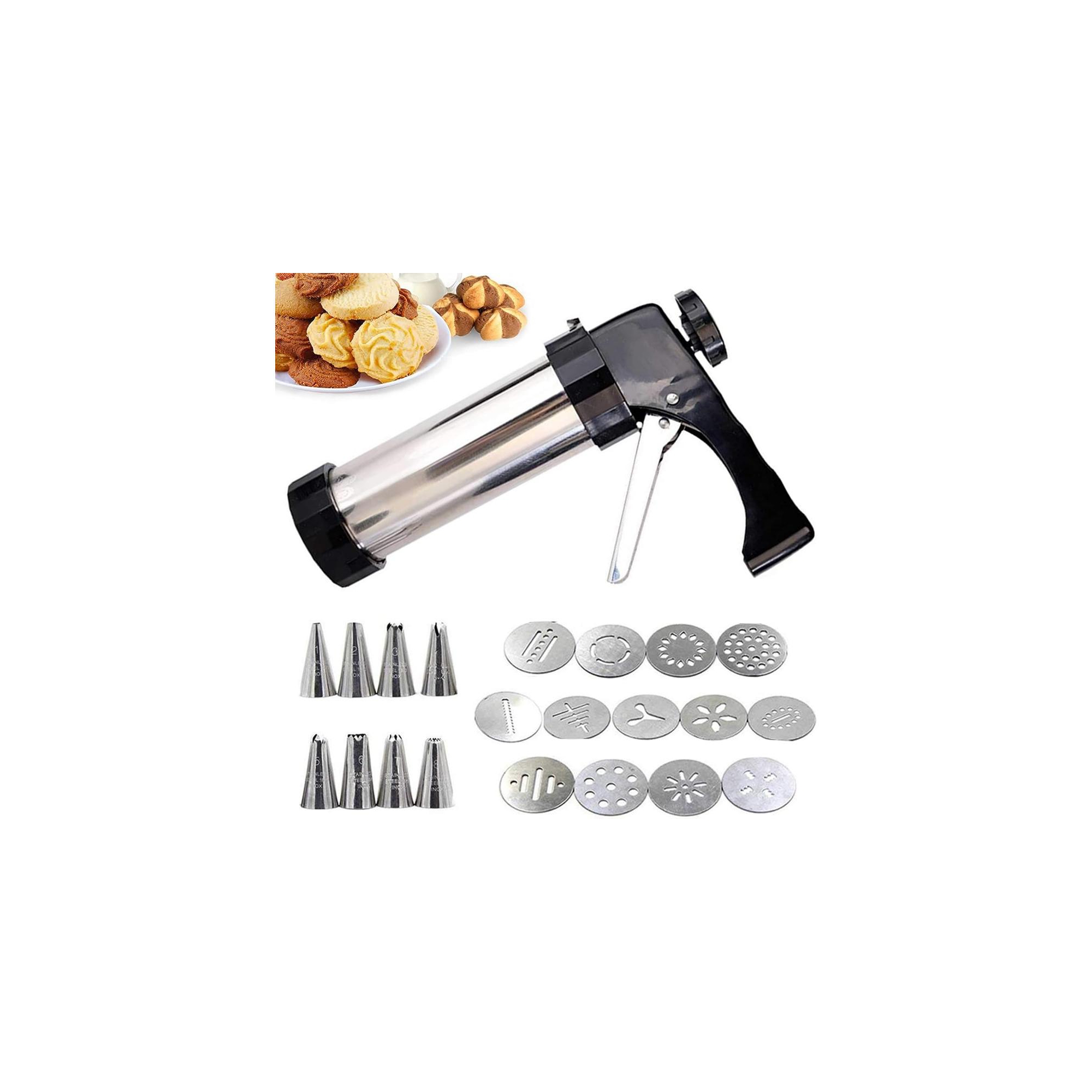Cookie Press Set for Baking, Stainless Steel Cookie Press Gun Kit With 13 Cookie Press Discs and 8 Icing Tips for Diy Biscuit Maker