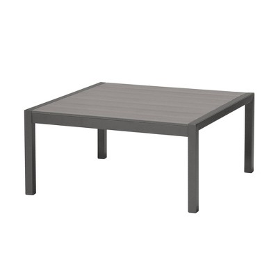 Solana Outdoor Square Coffee Table in Cosmos Gray Finish with Wood Top - Armen Living