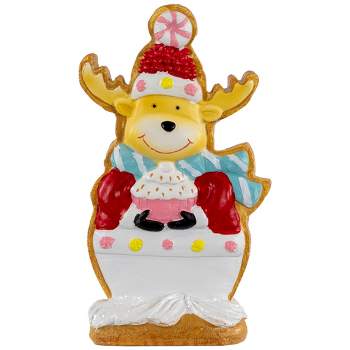 Northlight 7" Gingerbread Reindeer with Cupcake Christmas Figurine