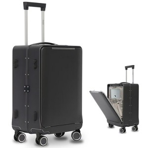 ZACHVO 20-Inch Aluminum Carry-On Luggage, 22×14×9 Airline-Approved Hardshell Suitcase with Front Compartment, Spinner Wheels, TSA Lock – Grey - 1 of 4