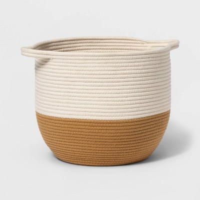 Coiled Rope Storage Bin with Color Band - Cloud Island™ Tan/White L