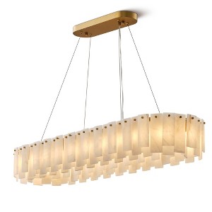 23.6-47.2" Round Alabaster Kitchen Island Gold Chandeliers - 1 of 4
