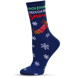 Memoi Women's Dachshund Through the Snow Holiday Crew Socks Navy 9-11 - 1 of 1