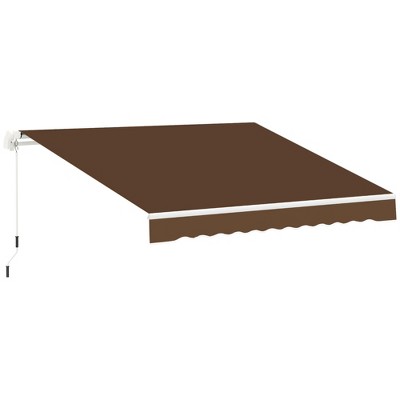 Vynxaria 13' x 8' Retractable Awning - Manual Sunshade for Patio - Coffee Brown