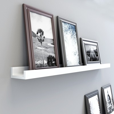 SONGMICS Floating Shelf, Wall Shelf Ledge 3.9 x 43.3 Inches with Front Edge, for Picture Frames, Books, Spice Jars, White