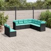 vidaXL Patio Sofa Set Black PE Rattan, Powder-Coated Steel 9 Piece - Black and Blue Without Table - 2 of 4