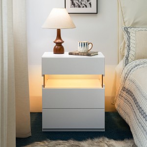 ACEPANO 19.7 in. W Nightstands with 3 Drawers for Bedroom & Living Room-White - 1 of 4