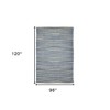 HomeRoots 8' X 10' Tan And Blue Jute Geometric Flatweave Handmade Area Rug - 3 of 4