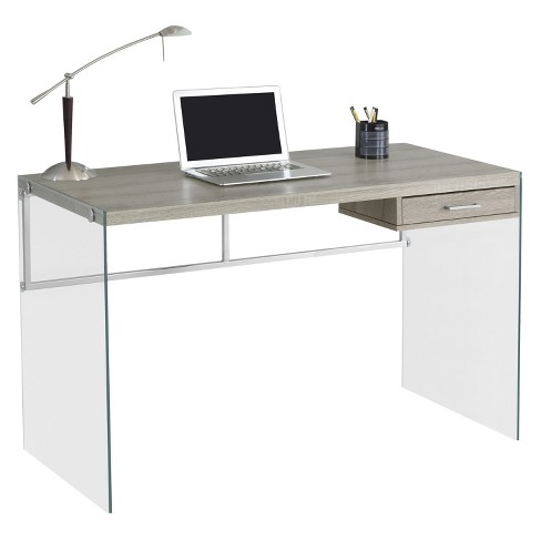 Tempered Glass Computer Desk Dark Taupe Everyroom Target