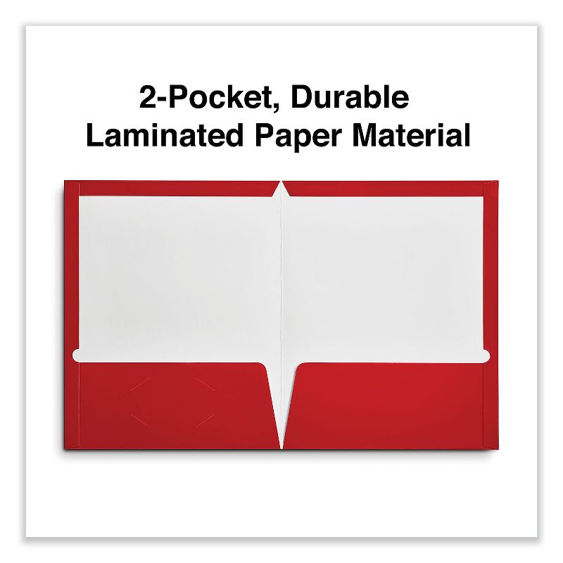Universal Laminated Two-Pocket Folder Cardboard Paper Red 11 x 8 1/2 25/Pack 56420, 2 of 6