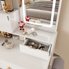 TopComfy Makeup Mirrors Vanity Mirror with Stool Dressing Table 2 Drawers 5 Storage Cabinets Adjustable for Bedroom, White, 35.43"*18.9"*9.06" - 4 of 4