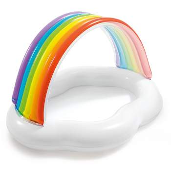 Intex 57141EP Round Inflatable Rainbow Cloud Outdoor Baby Pool for Ages 1-3 Years Old