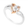 10K Rose Gold Plated Silver 1/5 Cttw Diamond Open Heart Promise Ring - 3 of 4