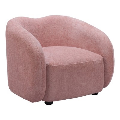 HomeRoots 36" Pink And Black Faux Shearling And Upholstered Arm Chair