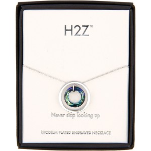 Pavilion Gift Company - Look Up Bermuda Blue Crystal - 17"-19" Engraved Rhodium Plated Austrian Element Necklace - Necklaces - 1 of 4
