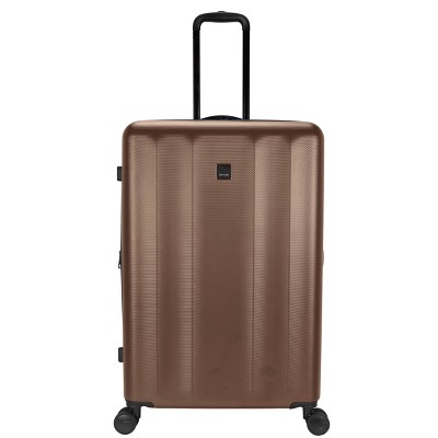 Skyline Hardside Large Checked Spinner Suitcase - Brandy Brown