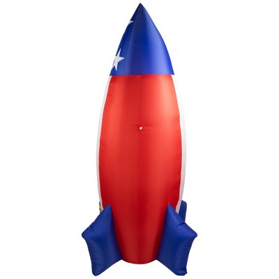 8' Red White and Blue Pre-lit Inflatable Rocket Outdoor Decoration