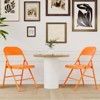 Folding Chairs Set of 4 - Heavy Duty Commercial Stackable Chairs with 350lb Capacity, Orange Metal Frame for Wedding, Party, Office & Patio - 2 of 4