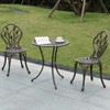 Gardenised Indoor and Outdoor Bronze Dinning Set 2 Chairs with 1 Table Bistro Patio Cast Aluminum. - 2 of 4