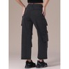 INSPIRE CHIC Women's Straight Wide Leg High Waist Baggy Cargo Denim Pants with Pockets - 4 of 4