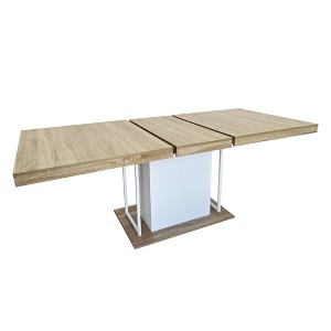 Gulches Furniture Rectangular Extendable Dining Table, 160-200cm Aged Wood Effect, Seats 6-10, Thick Top & Wide Feet for Dining Room - 1 of 4