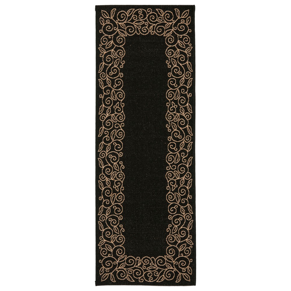 2'7in x 8'2in Runner Glanville Outdoor Patio Rug Black/Beige - Safavieh