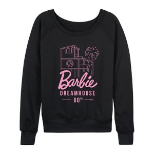 Women's - Barbie - Barbie Dreamhouse 60Th Lightweight French Terry Wide Neck Long Sleeve Shirt - 1 of 4