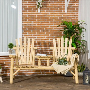 SKRAN 2-Seat Wooden Adirondack Chair, Patio Bench with Table, Outdoor Loveseat Fire Pit Chair for Porch, Backyard, Deck - 1 of 4