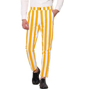 INSPIRE CHIC Men's Casual Striped Slim Fit Color Block Business Pants - 1 of 4
