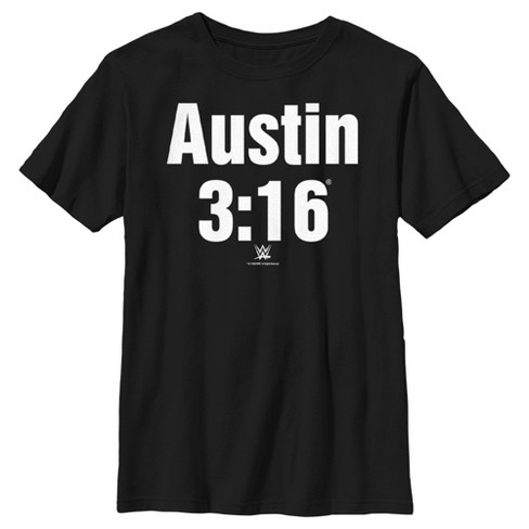 Boy's WWE Stone Cold Steve Austin 3:16 White Logo T-Shirt - Black - Large
