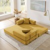 Convertible 3-Seat Sofa Bed, Modular Fold-Out Couch with Corduroy Fabric and Removable Backrest, King Size Sofa for Living Room & Bedroom - 3 of 4
