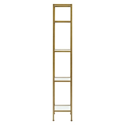 Elegant Antique Gold 79" Narrow Etagere with Tempered Glass Shelves
