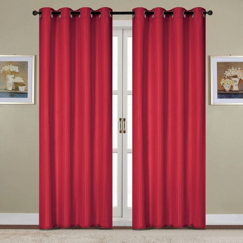 RT Designers Collection Kennedy Elegant Design Grommet Curtain Panel Red, 1 of 4