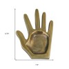 HomeRoots 8" Antiqued Gold Cast Iron Hand Trinket Tray - 3 of 4