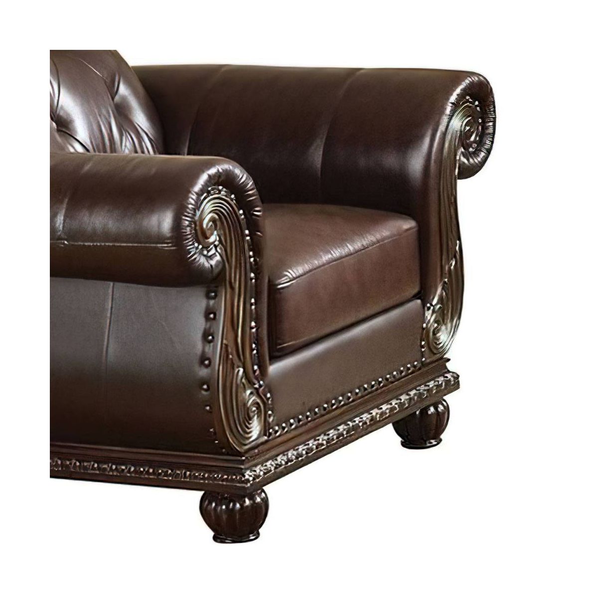 Acme Furniture Anondale Grain Leather Accent Chair Espresso/Cherry - thumbnail 4