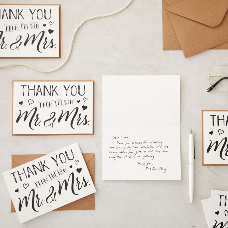 Paper Junkie 120 Pack Wedding Thank You from the New Mr and Mrs Cards Bulk with Kraft Brown Envelopes for Weddings, Showers, 4x6 In, 3 of 9