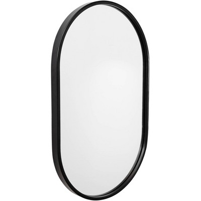 Uttermost Oval Vanity Decorative Wall Mirror Modern Satin Black Iron Frame  20 Wide for Bathroom Bedroom Living Room Entryway