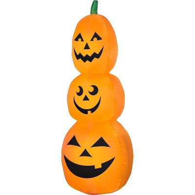 Gemmy Airblown Inflatable Pumpkin Stack Scene OPP, 7 ft Tall, Orange