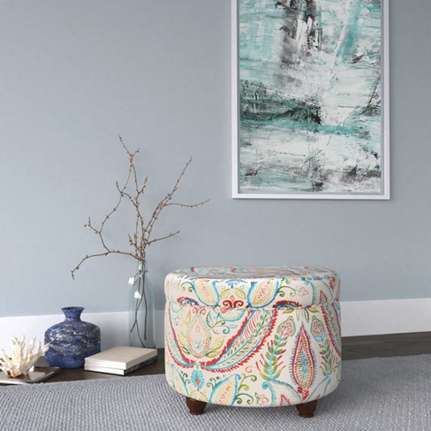 Upholstered Round Storage Ottoman